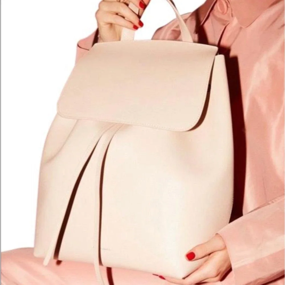 Mansur Gavriel Grained Calfskin Leather Bucket Backpack Rosa
